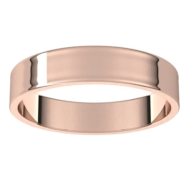10K Rose Gold Flat Ultra-Light Wedding Band, 4 mm Wide
