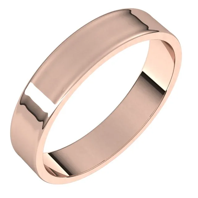 10K Rose Gold Flat Ultra-Light Wedding Band, 4 mm Wide