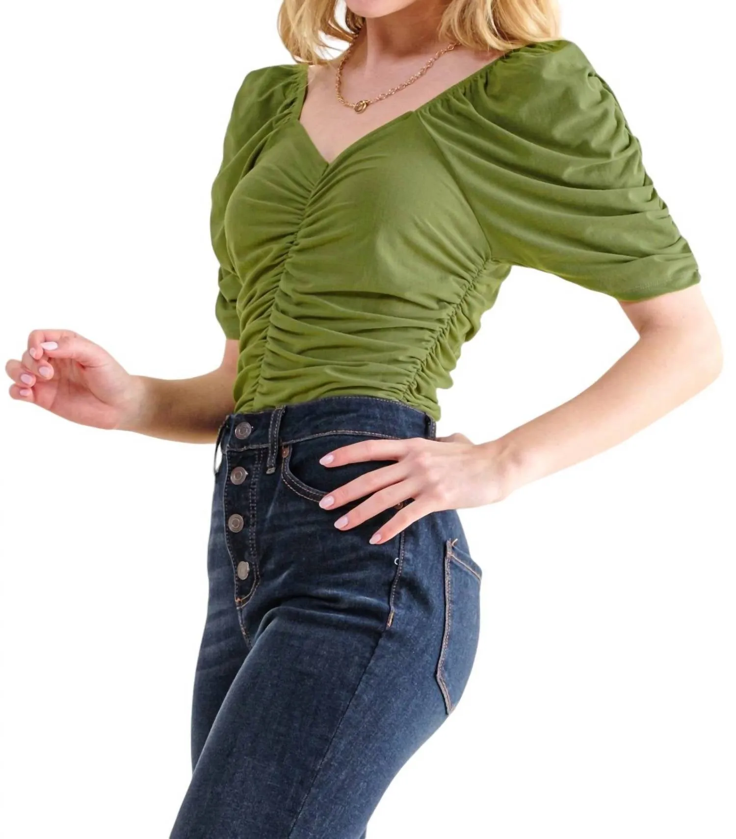 And The Why - Dollywood Ruched Detailed Jersey Bodysuit