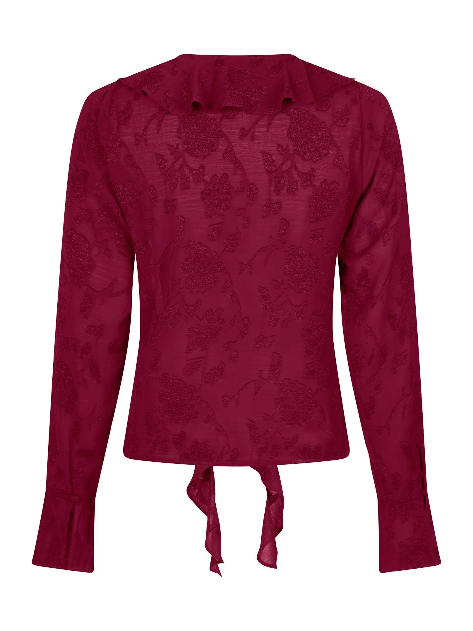 Anika Burnout Blouse - Burgundy