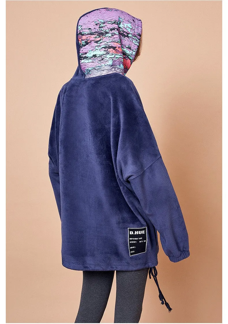 ARTKA OVERSIZED HOODIE WITH MULTI COLOR PRINT HOOD