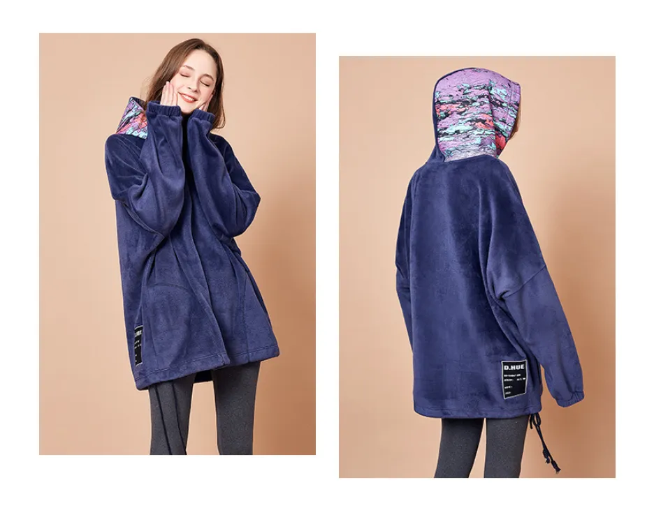 ARTKA OVERSIZED HOODIE WITH MULTI COLOR PRINT HOOD