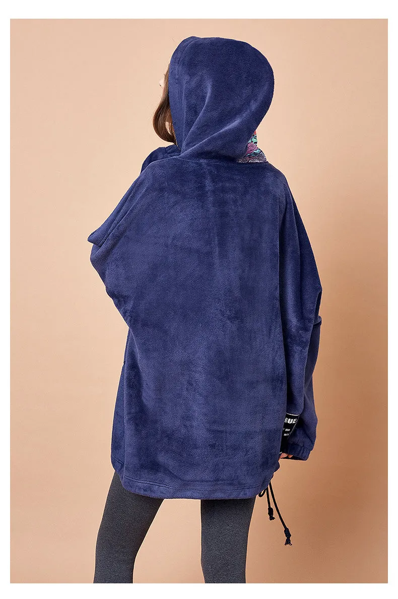 ARTKA OVERSIZED HOODIE WITH MULTI COLOR PRINT HOOD