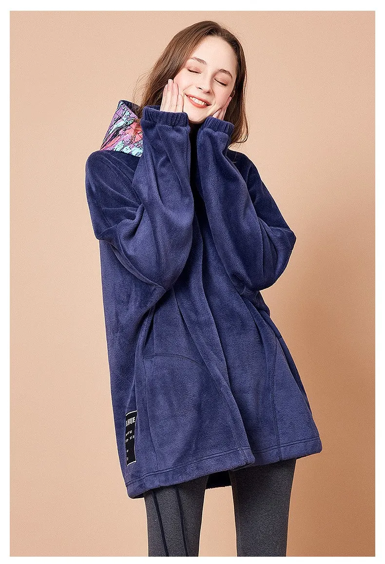 ARTKA OVERSIZED HOODIE WITH MULTI COLOR PRINT HOOD