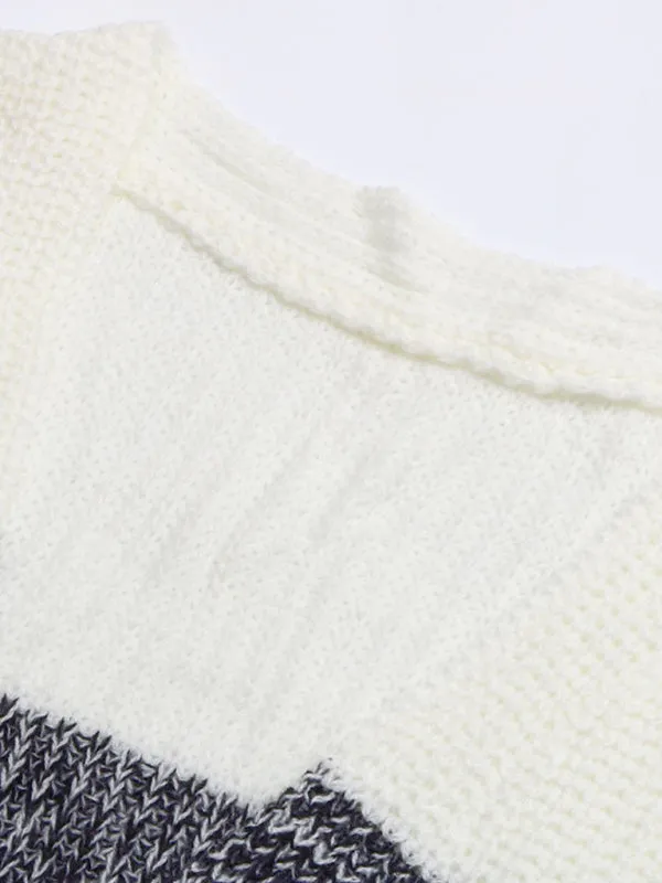 Ashleigh Women's Black And White Contrast Sweater Cardigan