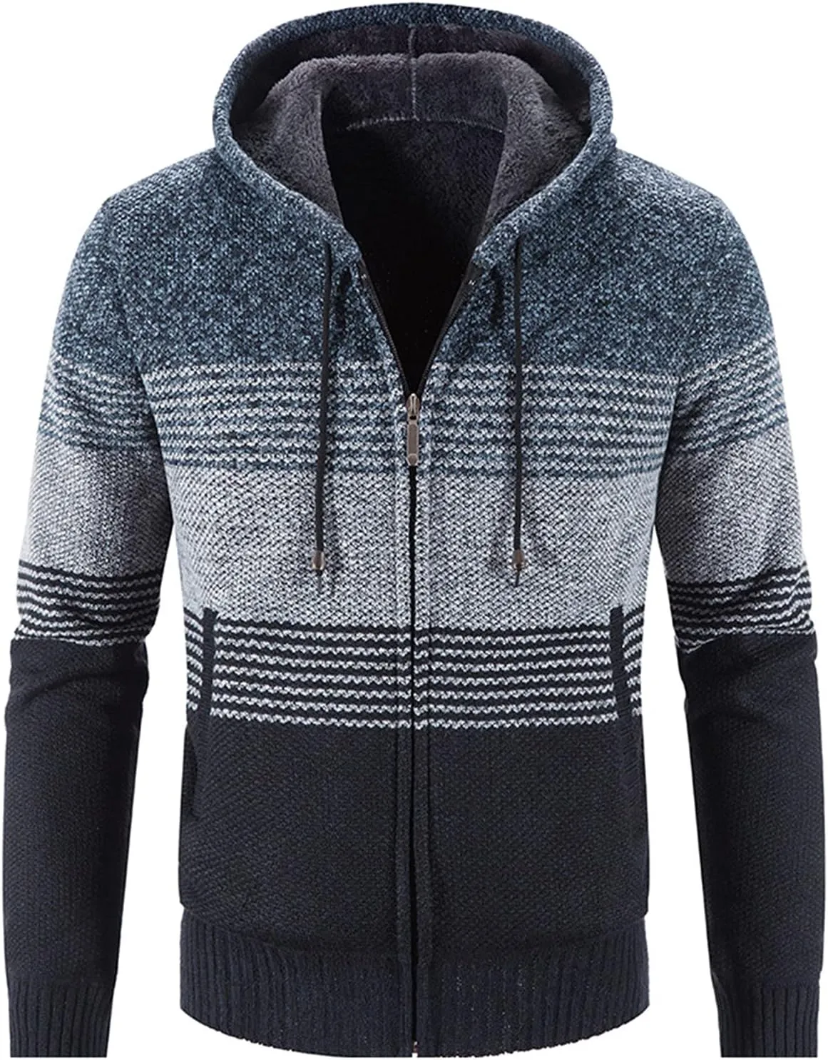 BIFUTON Mens Cardigan Sweater, Men's Full Zip Cardigan Casual Printed Cable Knitted Stand Collar Sweaters Fall Winter Jackets