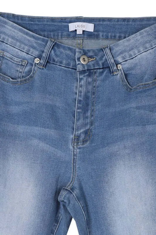 Blue Denim Stretchy Flare Jeans