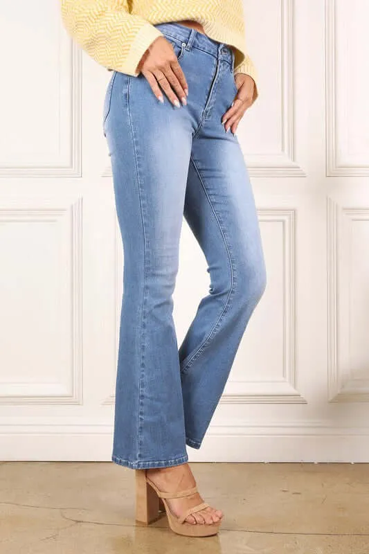 Blue Denim Stretchy Flare Jeans