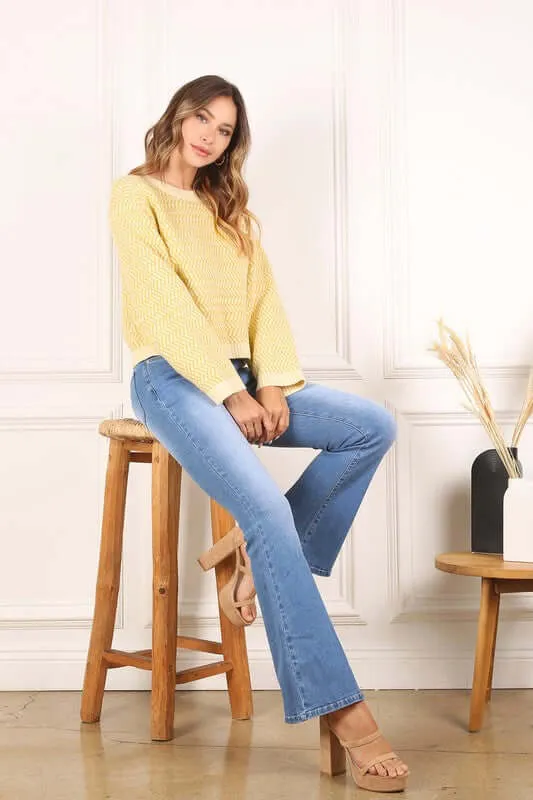 Blue Denim Stretchy Flare Jeans