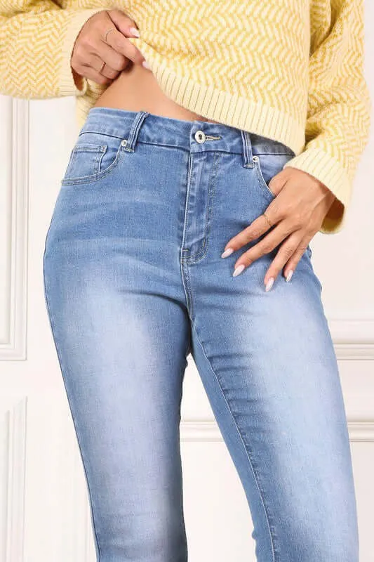 Blue Denim Stretchy Flare Jeans