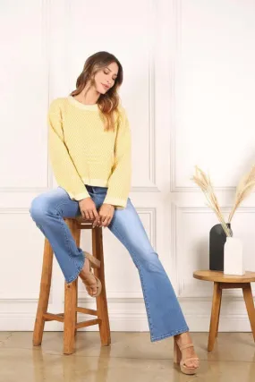 Blue Denim Stretchy Flare Jeans
