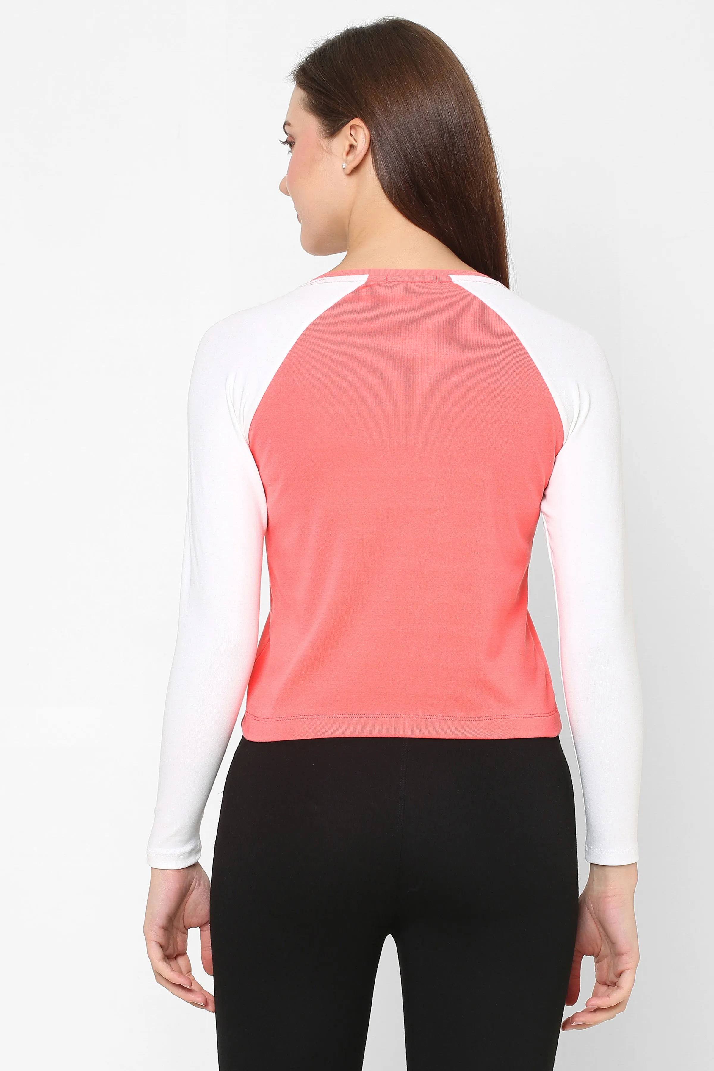BOAT NECK RAGLAN SLEEVE PRINTED COTTON CROP TEE