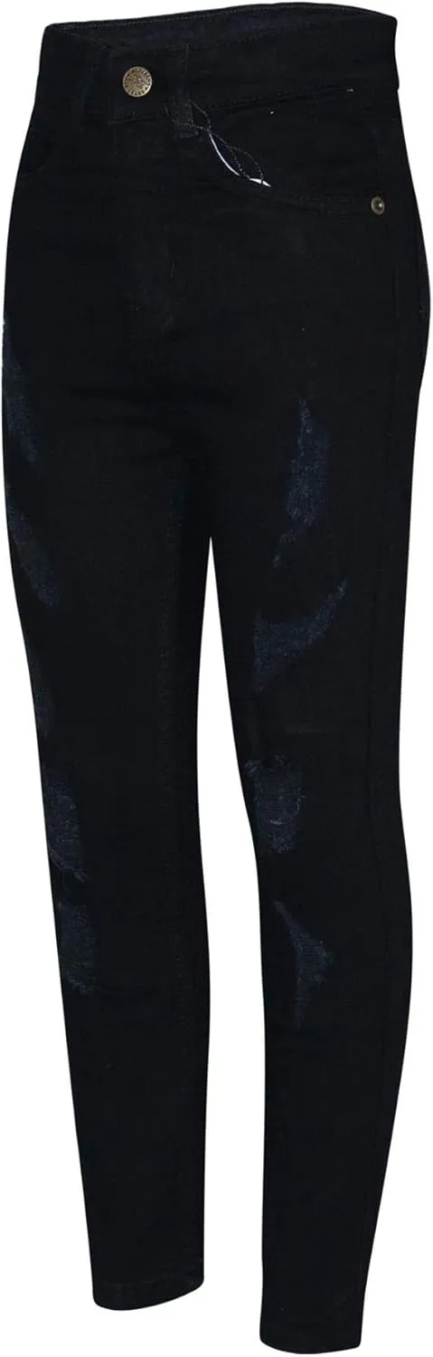 Boys Stretchy Jeans Kids Ripped Denim Skinny Jeans Pants Trousers Age 5-13 Years