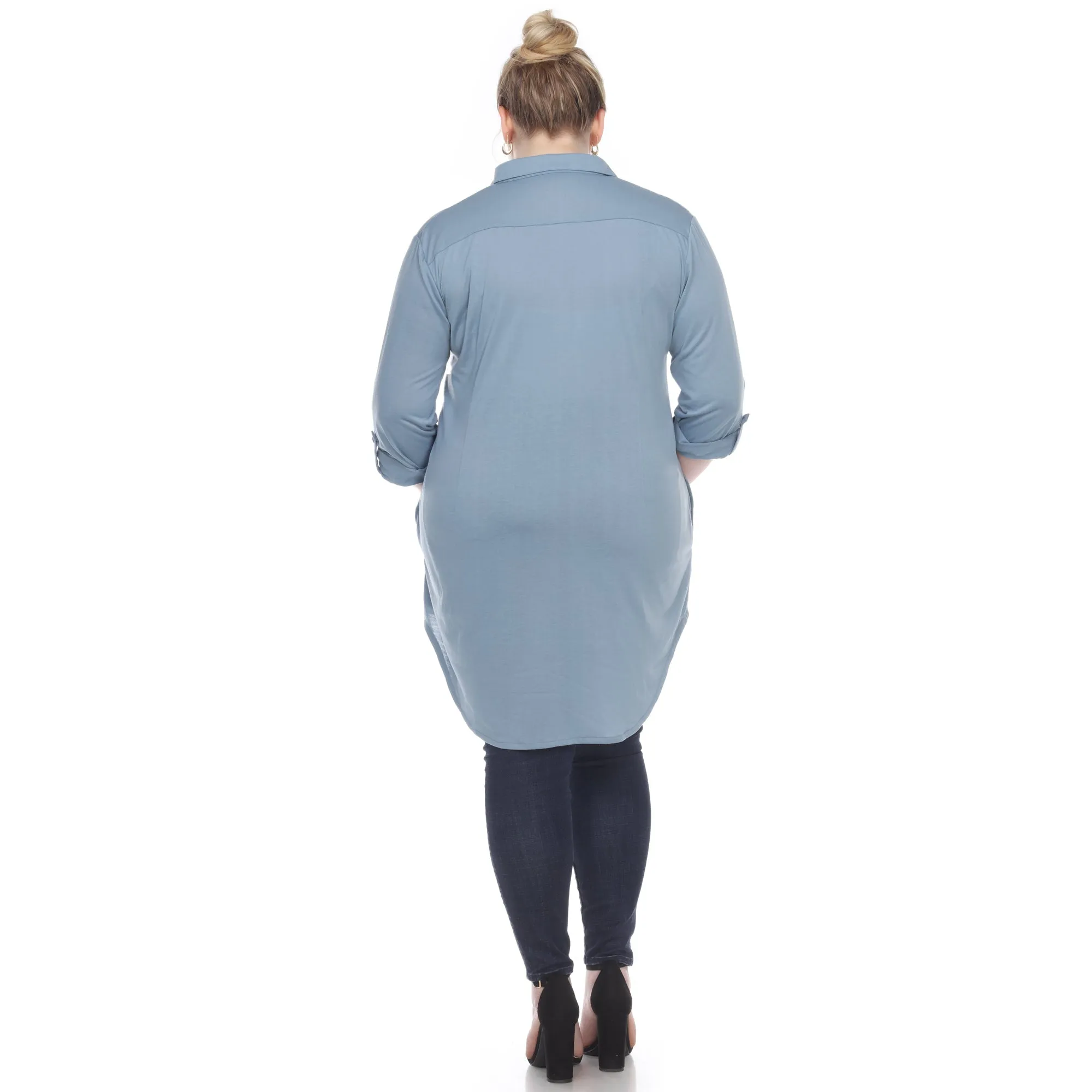 Button Down Stretchy Tunic - Plus