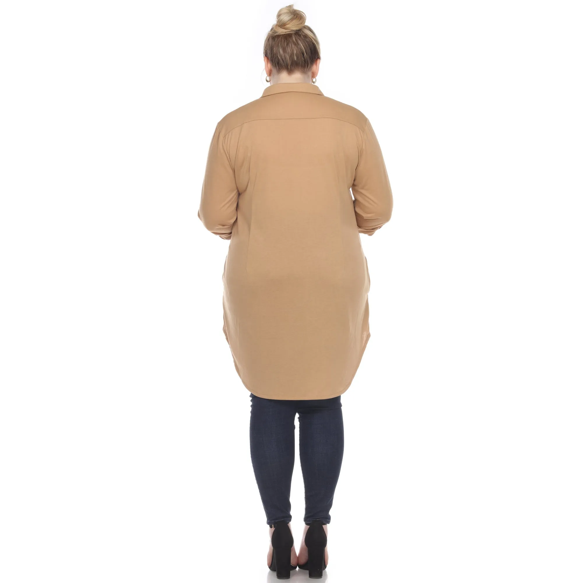 Button Down Stretchy Tunic - Plus