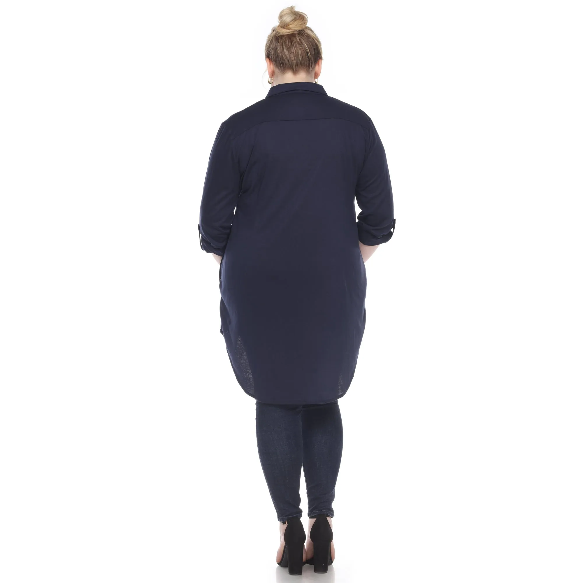 Button Down Stretchy Tunic - Plus