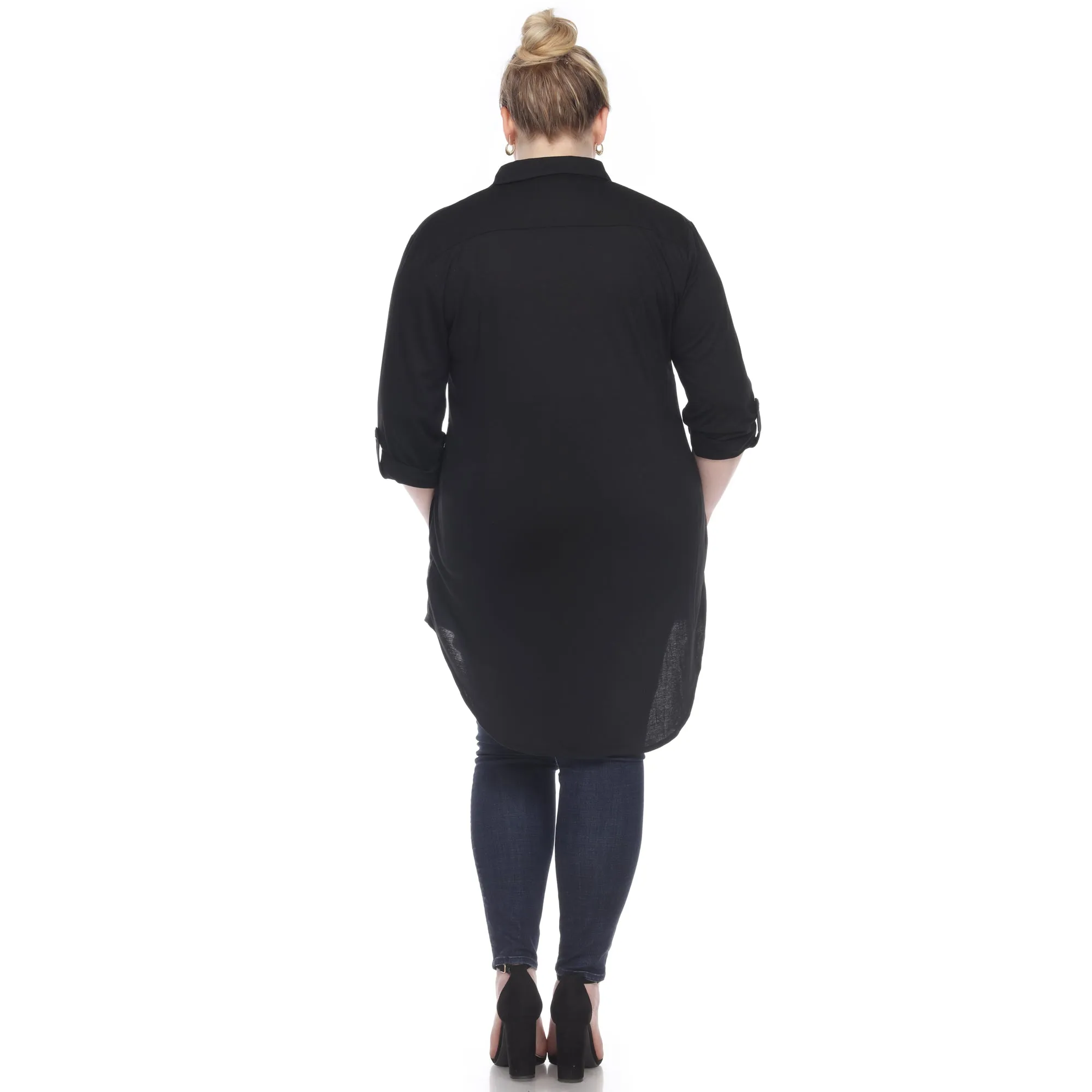 Button Down Stretchy Tunic - Plus