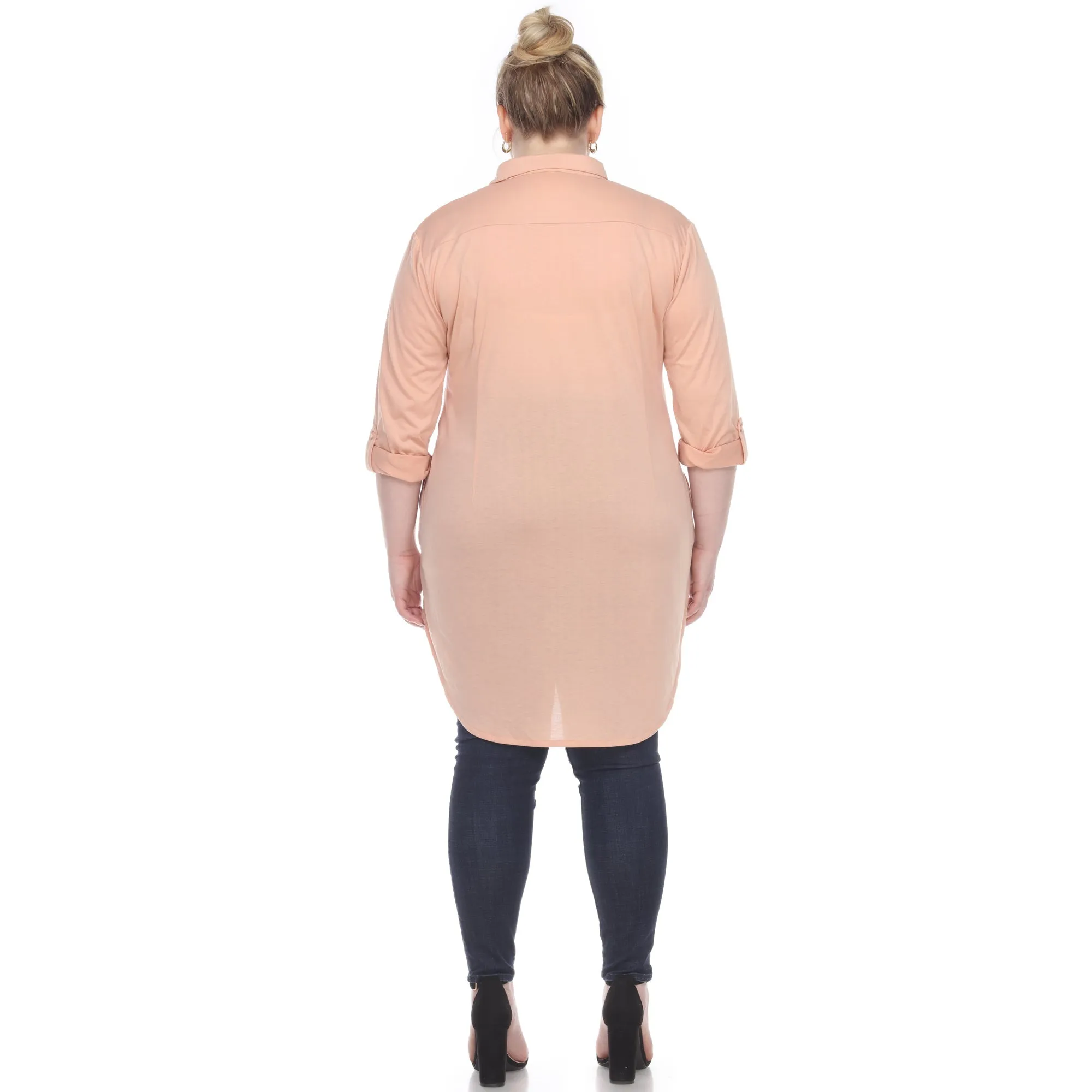 Button Down Stretchy Tunic - Plus