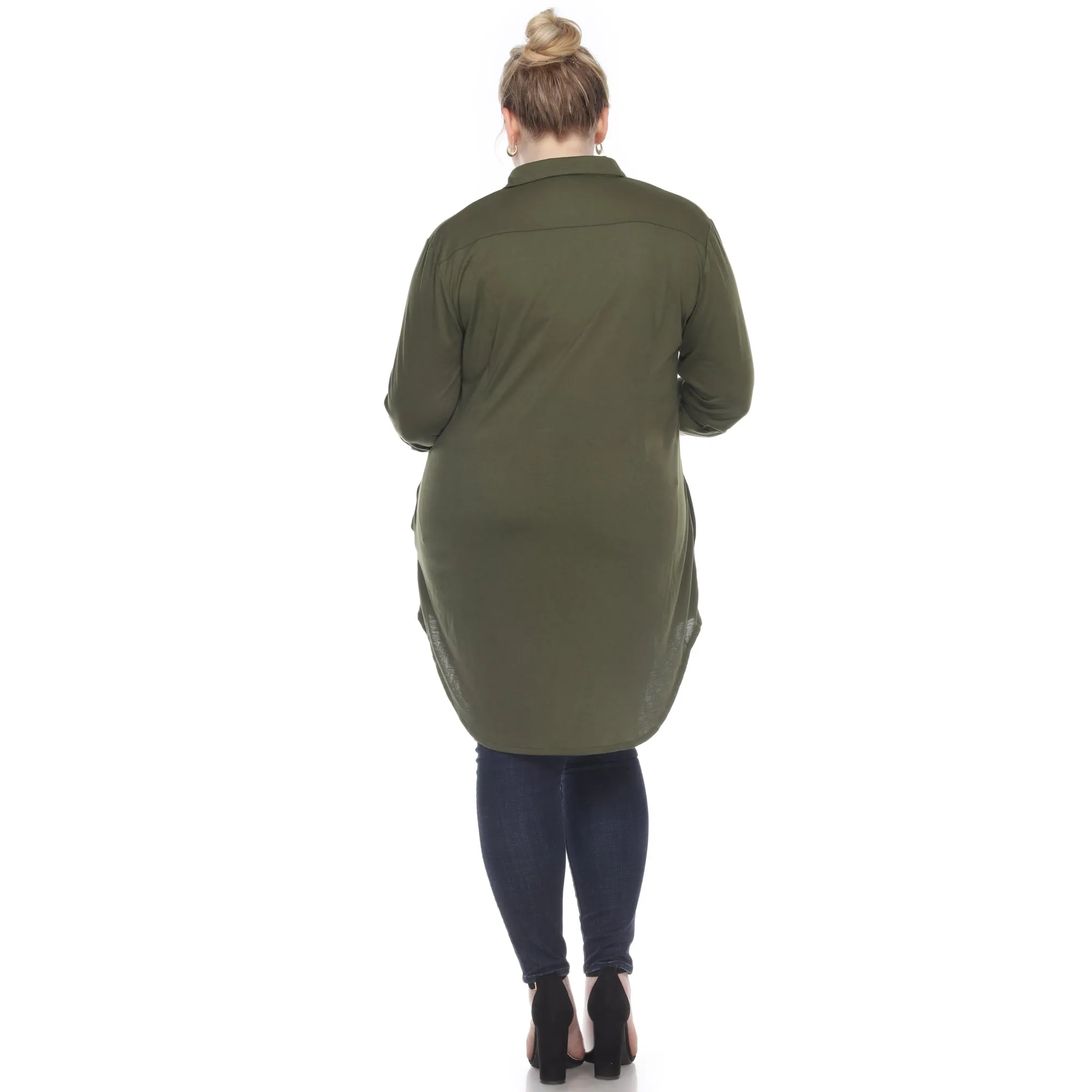 Button Down Stretchy Tunic - Plus