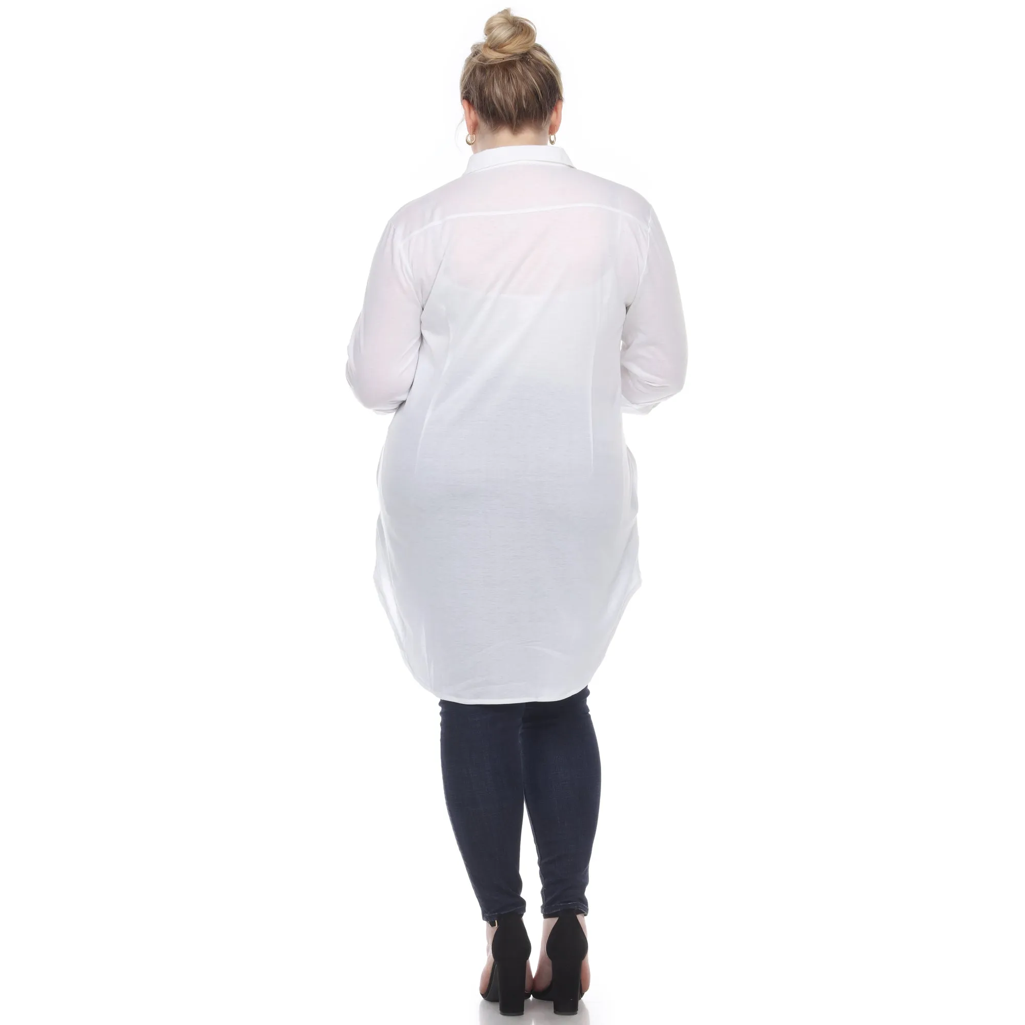 Button Down Stretchy Tunic - Plus