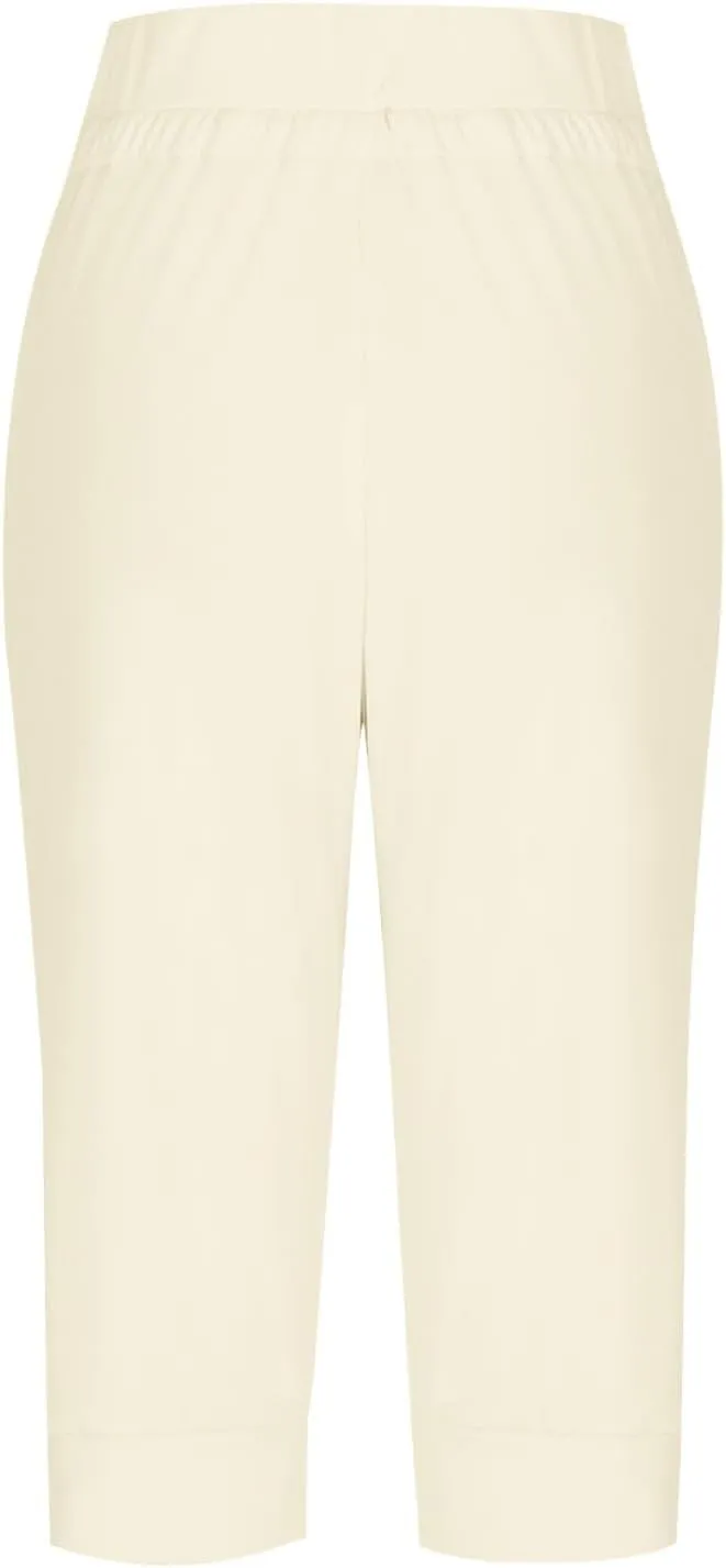 Capri Pants for Women High Waisted Drawstring Trousers Stretch Lightweight Hiking Pant Capri Joggers with Pockets