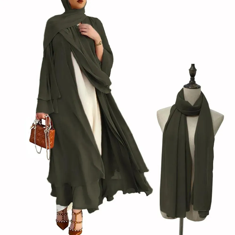 Casual Middle Eastern Style Arabic Cardigan Open Abaya