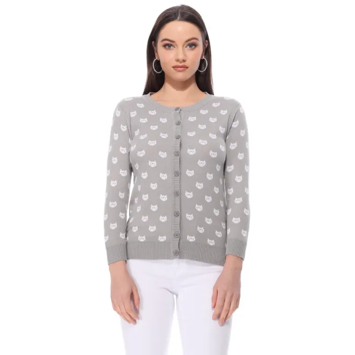 Cat Face Button Up Cardigan - Assorted Colours