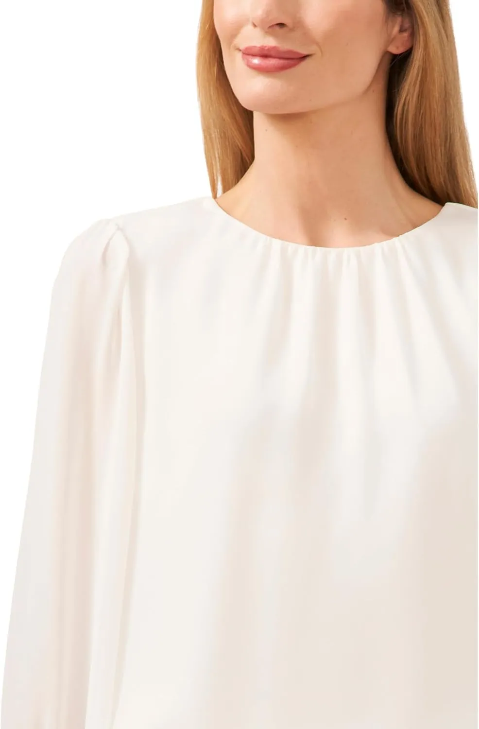 CeCe Women's Long Sleeve Smocked Cuff Ruffle Blouse