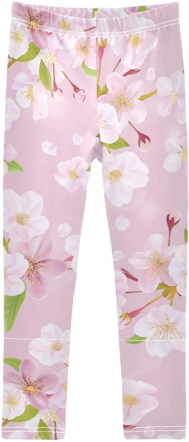 Cherry Blossom Spring Girls Leggings Tight Pants for Toddler