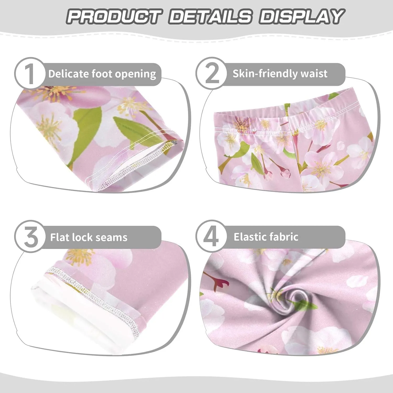 Cherry Blossom Spring Girls Leggings Tight Pants for Toddler