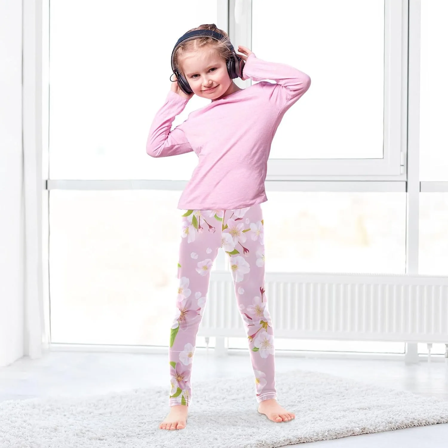 Cherry Blossom Spring Girls Leggings Tight Pants for Toddler