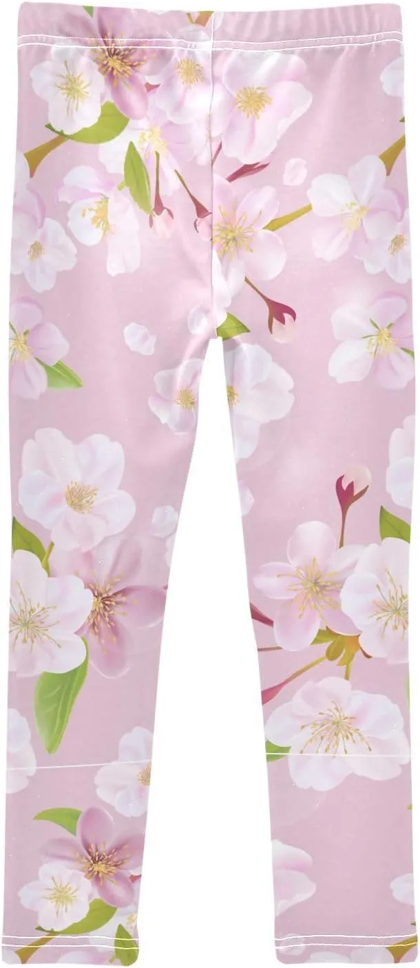 Cherry Blossom Spring Girls Leggings Tight Pants for Toddler