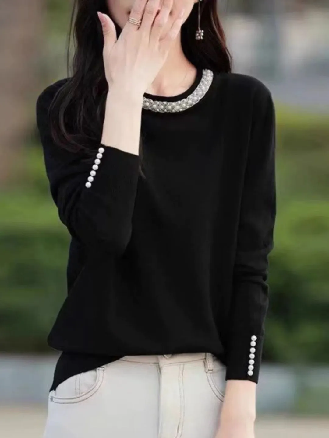 Chic Beaded Loose Knit Cardigan