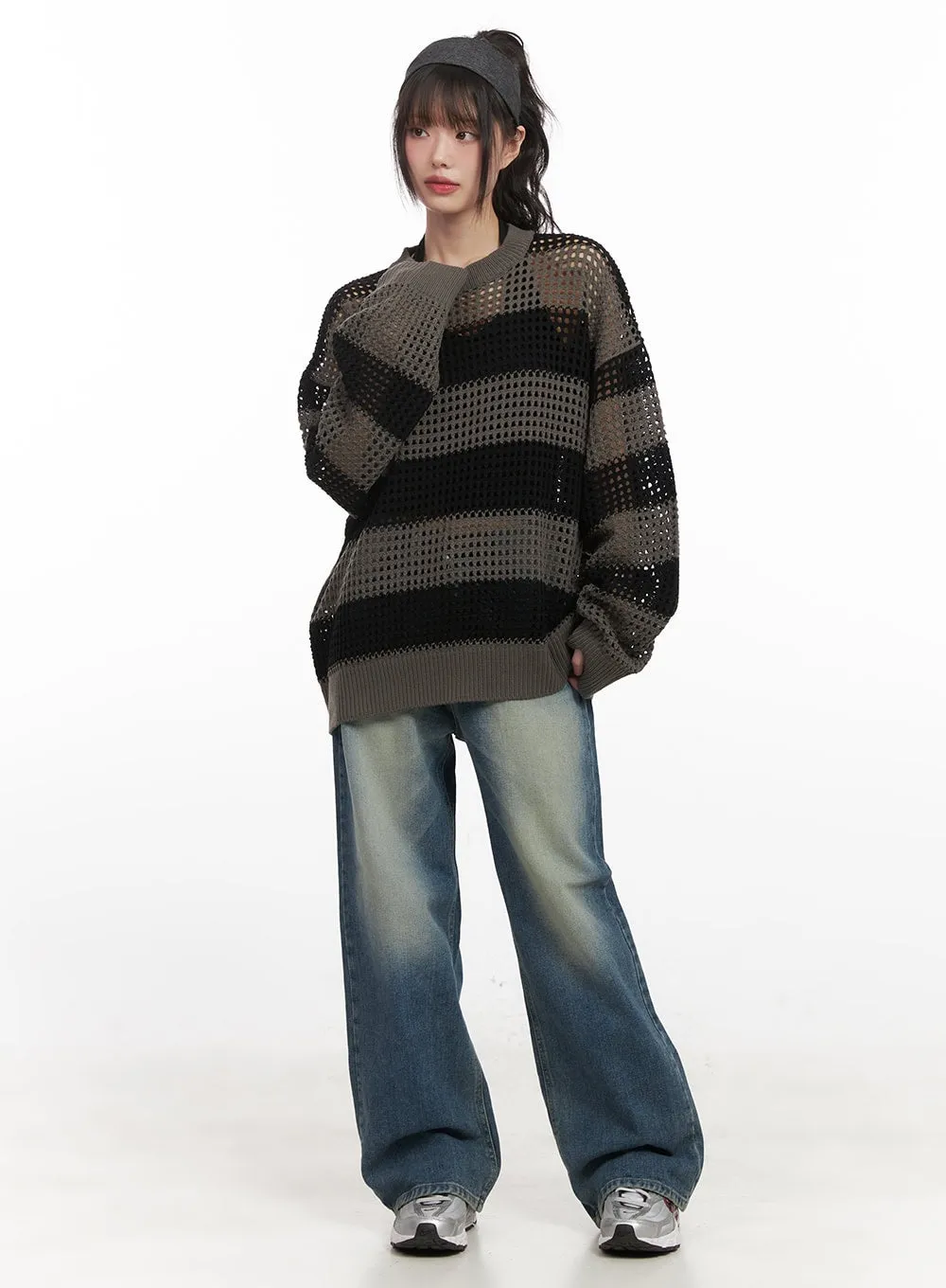 Chic Striped Mesh Sweater CJ524