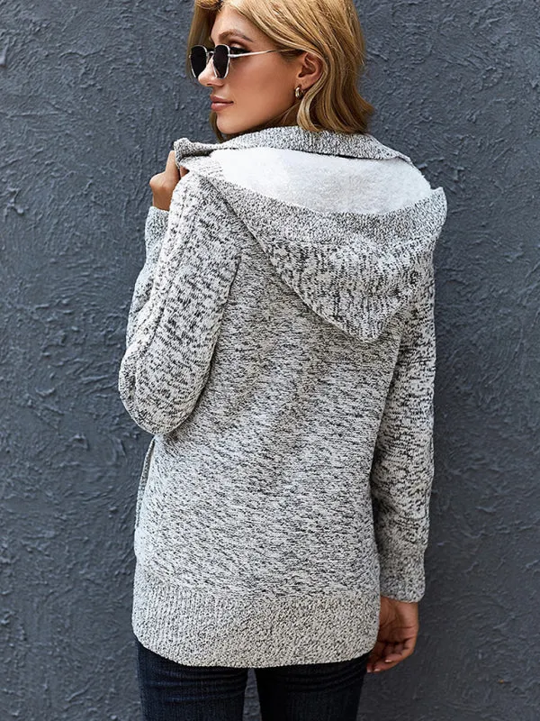 Clarissa Women's Warm Casual Hooded Long-Sleeved Cardigan Knitted