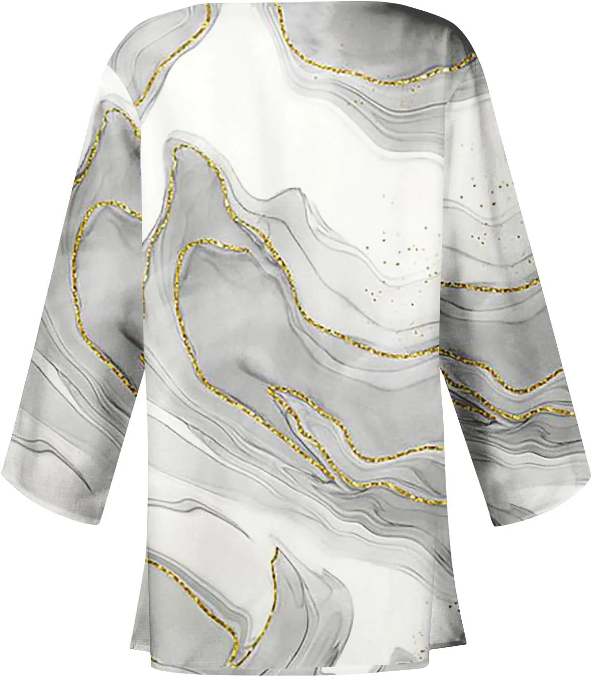 FlekmanArt Kimonos for Women Casual Print 3/4 Sleeve Open Front Cardigan Casual Loose Lightweight Trendy Flowy Dressy Jacket