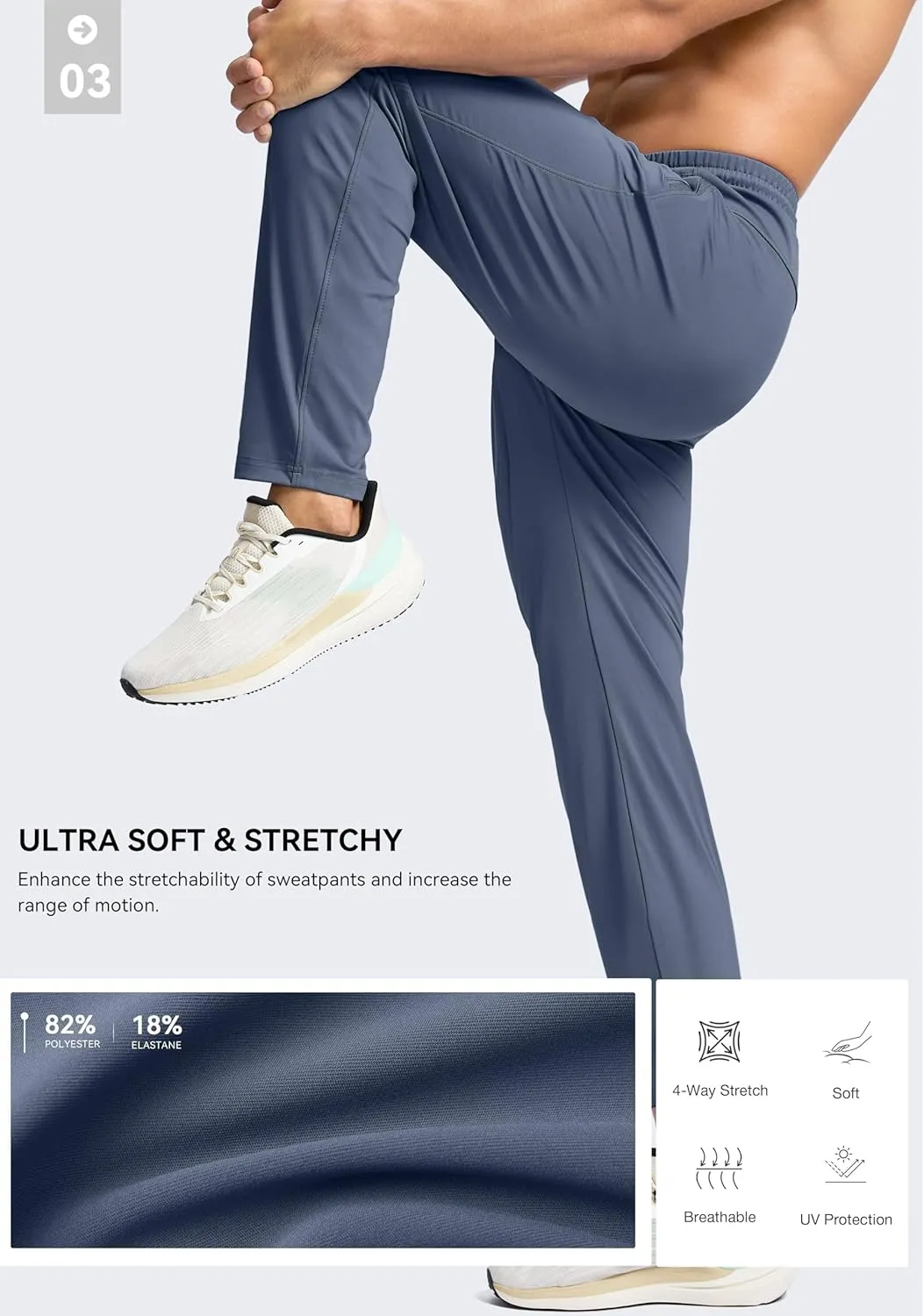 G Gradual Men's 30"/32"/34"/36" Inseam Tall Sweatpants with Zipper Pockets Stretch Long Joggers Athletic Workout Pants Men