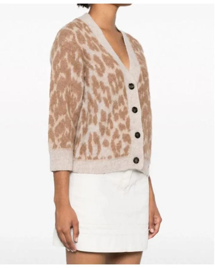 Ganni Leopard Jacquard Cardigan