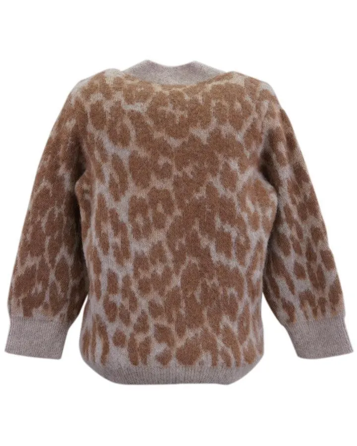 Ganni Leopard Jacquard Cardigan