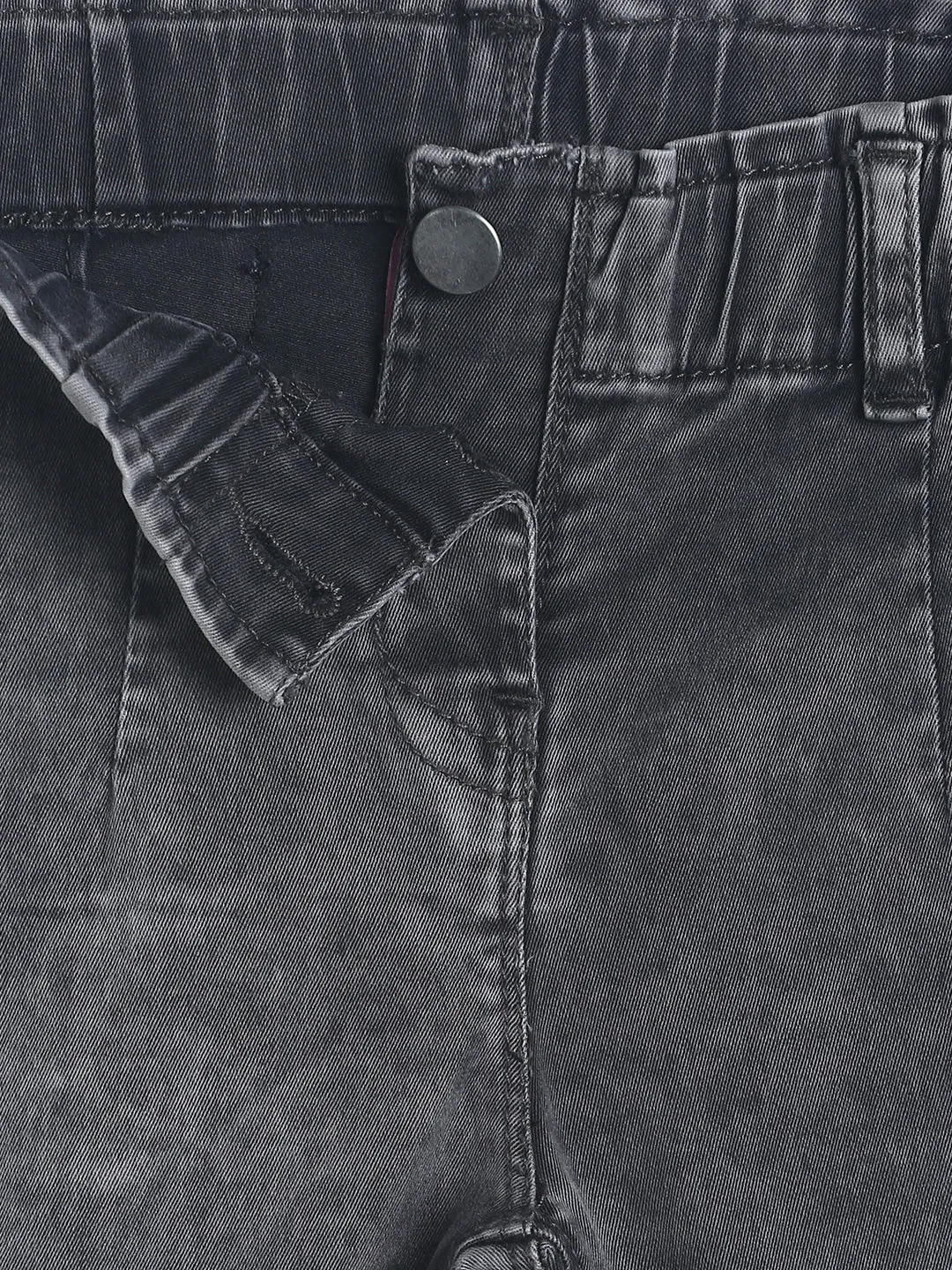 Girls Slim Fit Grey Denim Joggers