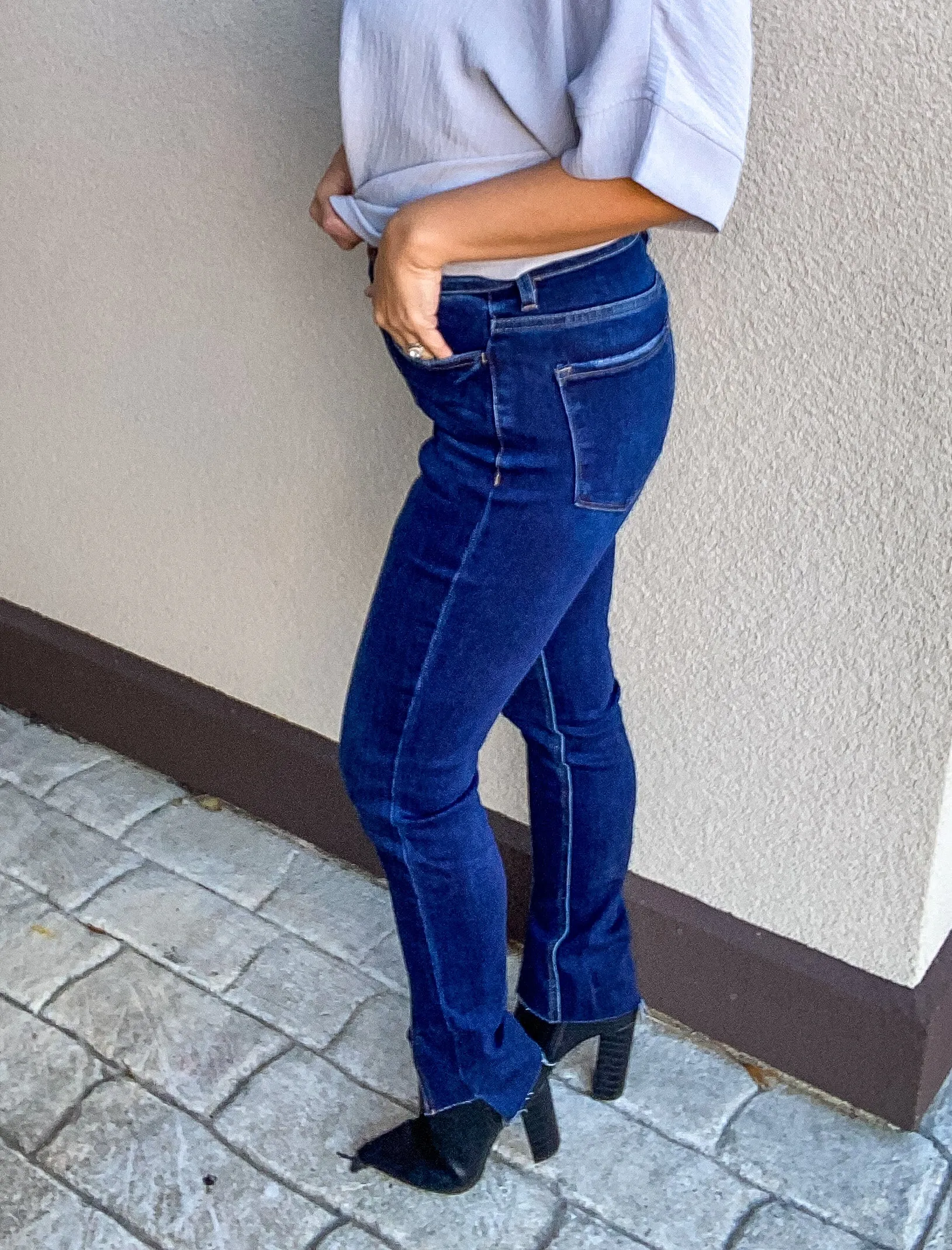Haylie High Rise Skinny Jeans with Ankle Step Hem