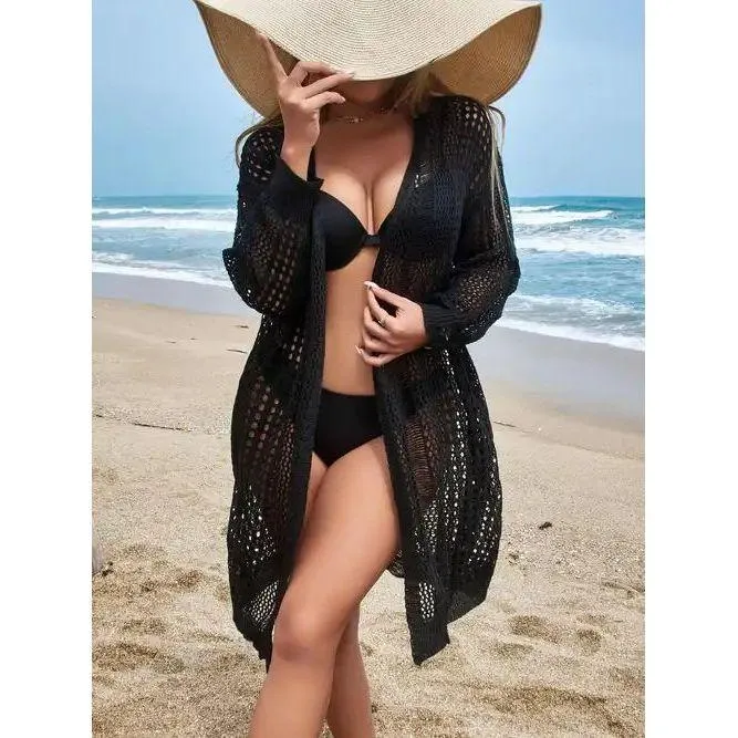 Hollow Out Long Sleeve Casual Cardigan.