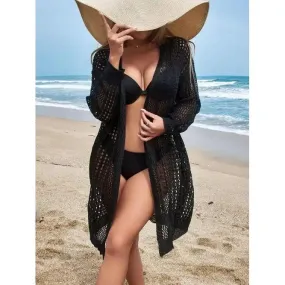 Hollow Out Long Sleeve Casual Cardigan.