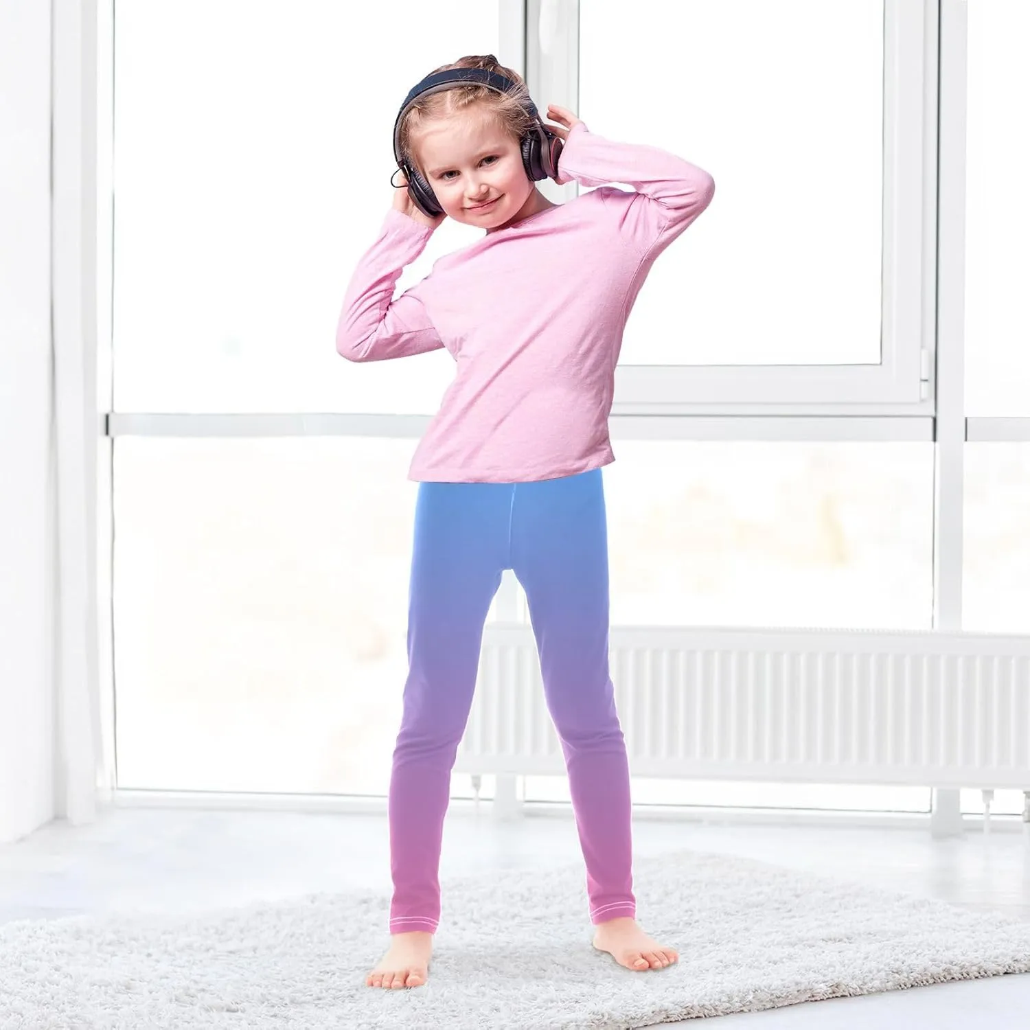 J JOYSAY Blue Pink Gradient Girls Leggings Kids Yoga Pants
