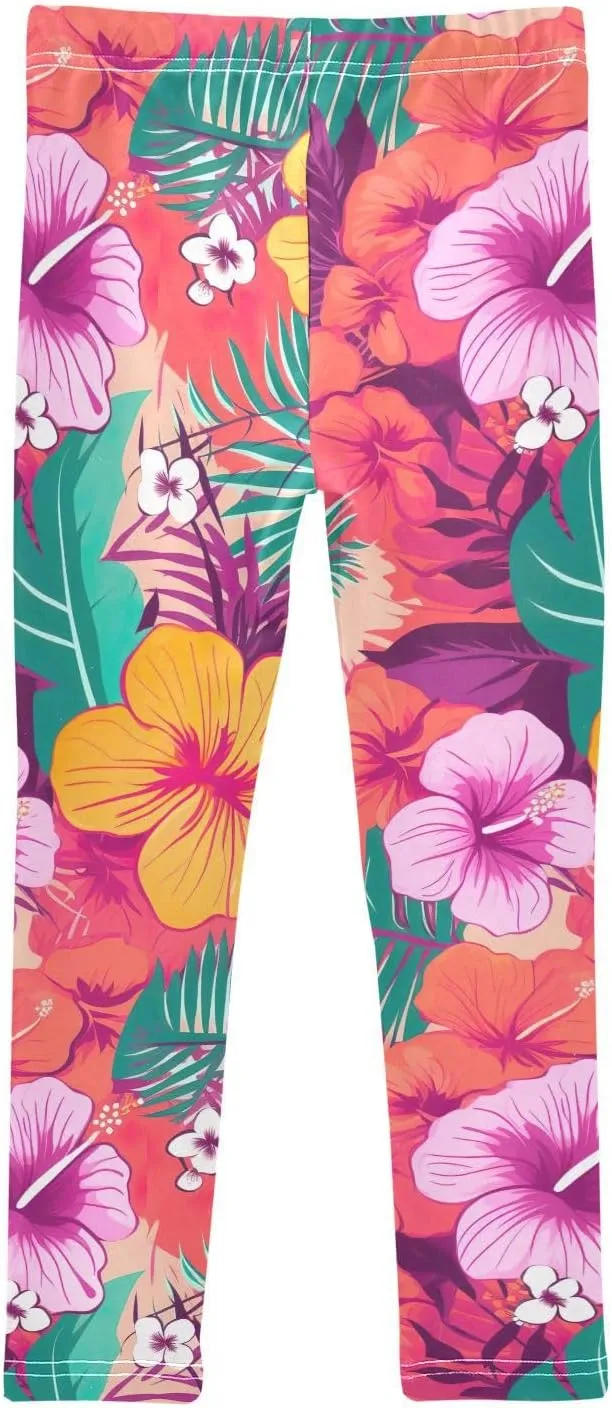 J JOYSAY Colorful Palm Flower Girls Leggings Girls'Legging Pants