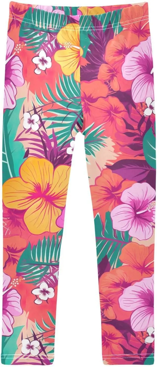 J JOYSAY Colorful Palm Flower Girls Leggings Girls'Legging Pants