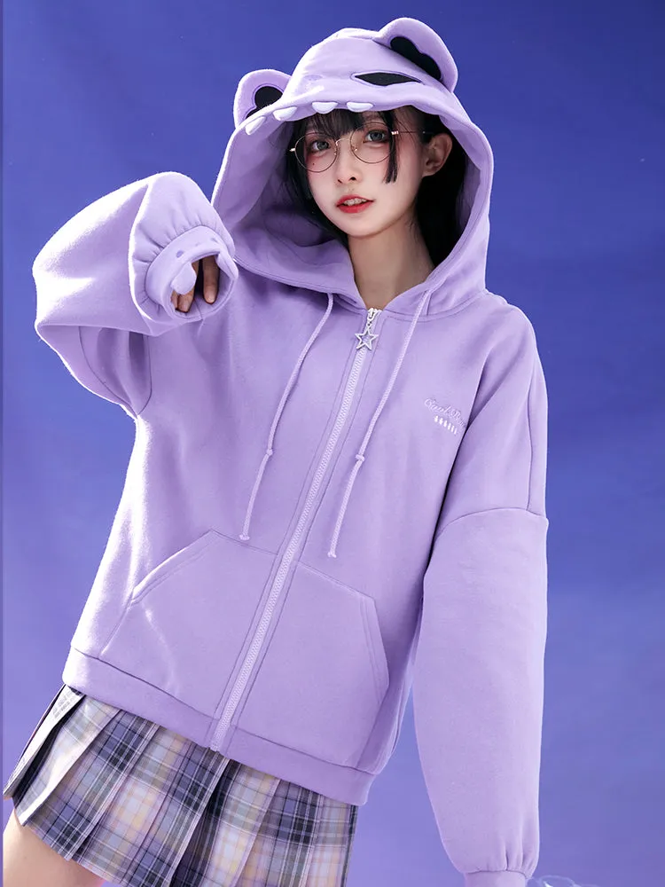 Kawaii Trendy Bear Hooded Cardigan