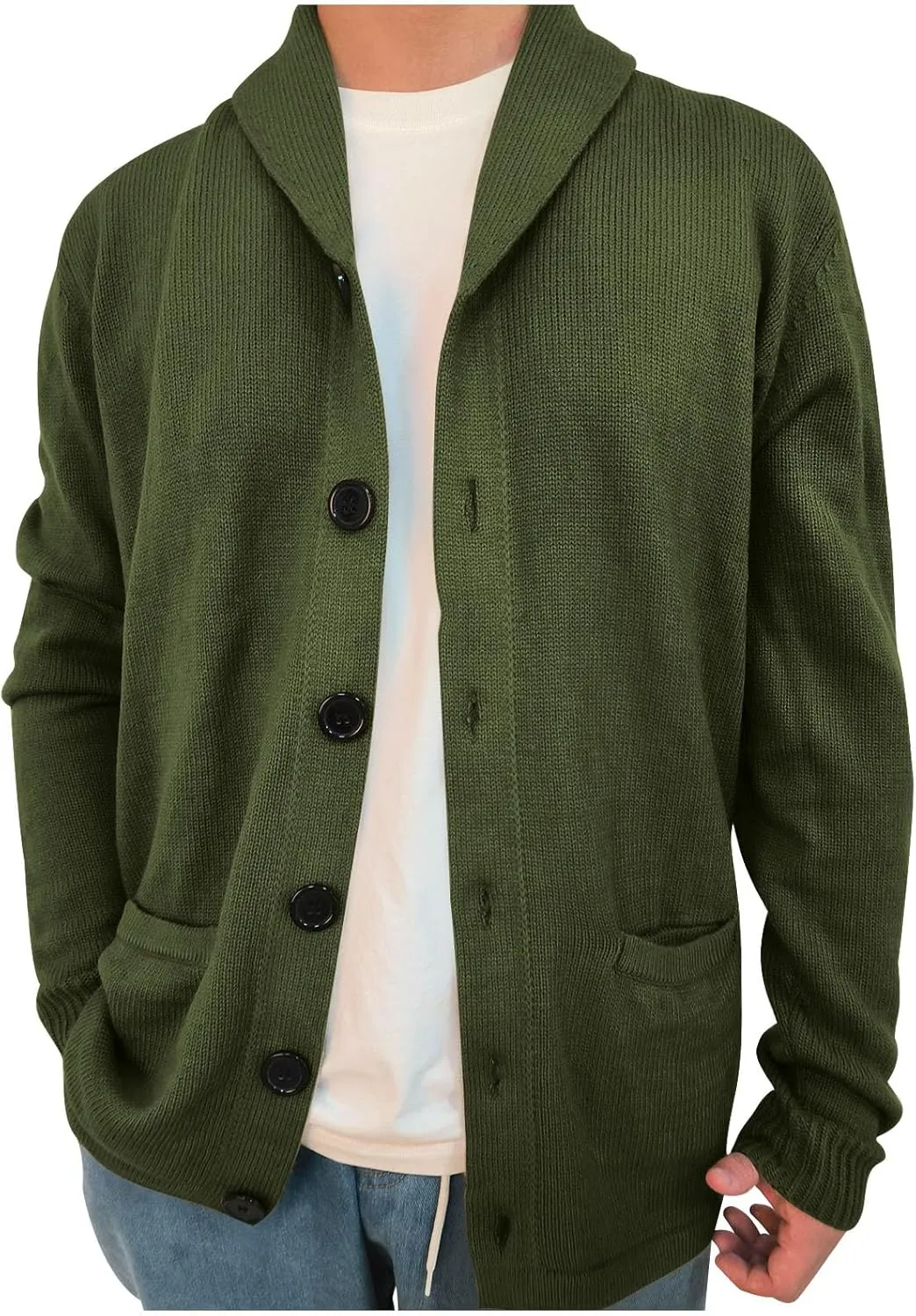 Knit Cardigan Sweaters for Men Open Front Cardigan Button Down Sweater Turn Down Collar Sweater Casual Cardigan