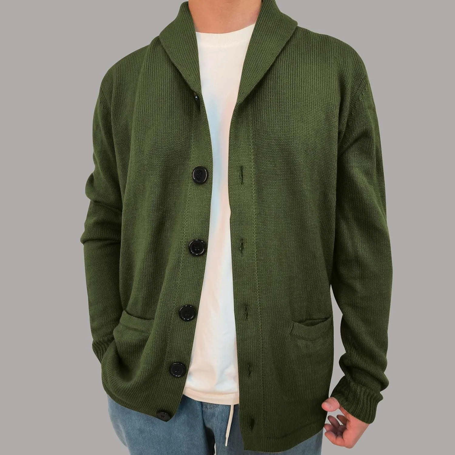 Knit Cardigan Sweaters for Men Open Front Cardigan Button Down Sweater Turn Down Collar Sweater Casual Cardigan
