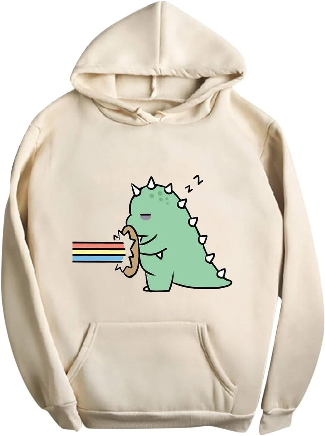 LCMTWX Women Kawaii Cartoon Cute Dinosaur Funny Hoodie Sweatshirts Pocket Crewneck Casual Loose Long Sleeve Pullover Tops